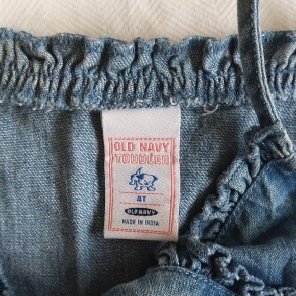 vintage old navy floral embroidered cotton denim summer dress 4T toddler girls - Picture 6 of 8